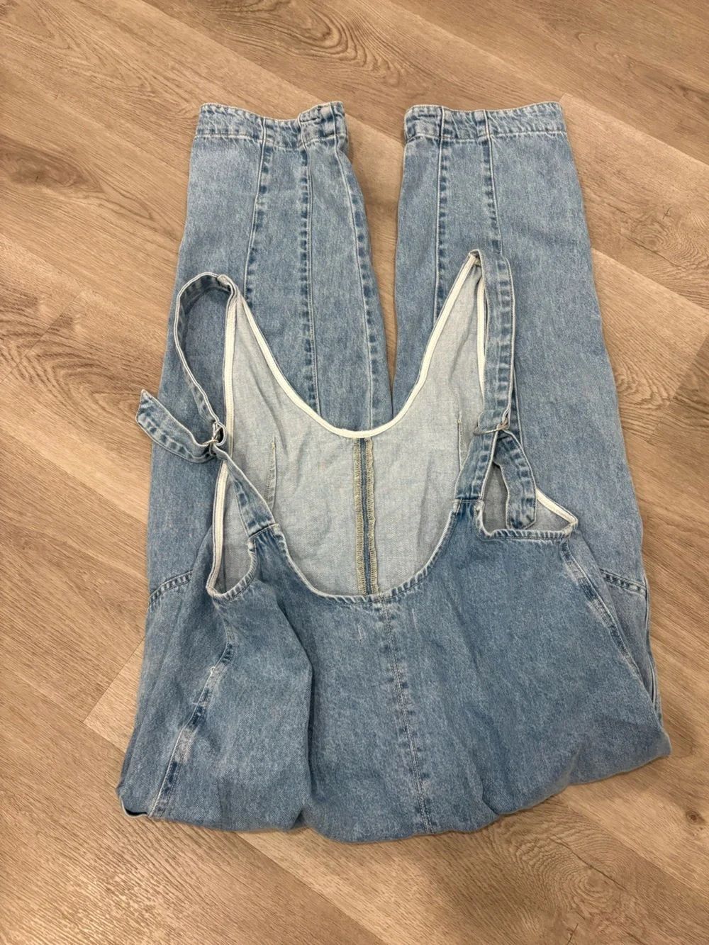 Free People Washed Blue Denim Relaxed Overalls - Picture 7 of 8
